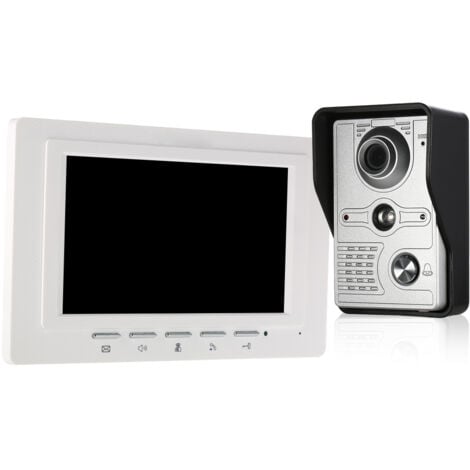 Sonnette vidéo filaire 7 pouces avec moniteur d'intérieur IR-CUT, caméra extérieure étanche à la pluie, interphone visuel, audio bidirectionnel, déverrouillage à distance, visiophone