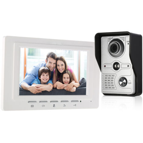 Sonnette vidéo filaire 7 pouces avec moniteur d'intérieur IR-CUT, caméra extérieure étanche à la pluie, interphone visuel, audio bidirectionnel, déverrouillage à distance, visiophone