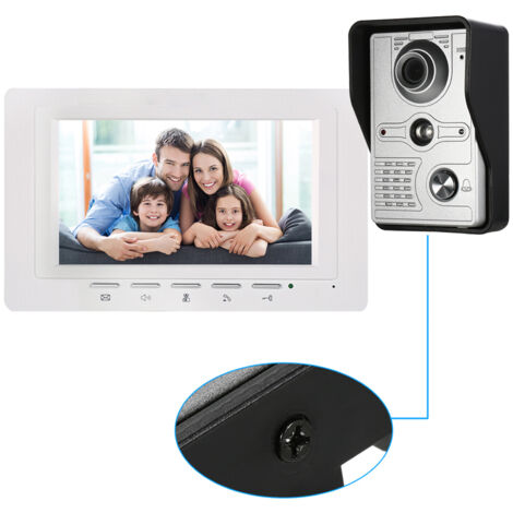 Sonnette vidéo filaire 7 pouces avec moniteur d'intérieur IR-CUT, caméra extérieure étanche à la pluie, interphone visuel, audio bidirectionnel, déverrouillage à distance, visiophone