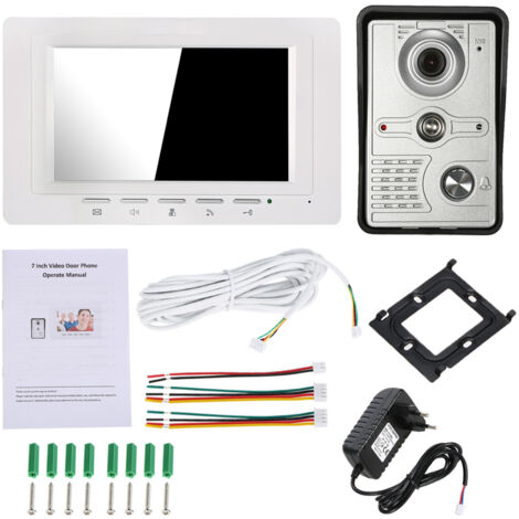 Sonnette vidéo filaire 7 pouces avec moniteur d'intérieur IR-CUT, caméra extérieure étanche à la pluie, interphone visuel, audio bidirectionnel, déverrouillage à distance, visiophone