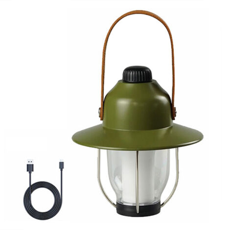 Lampe De Camping LED Rechargeable – 600 MAh – Type C – Étanche – Noire – Pour Randonnée Et Pêche