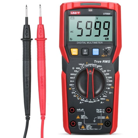 Multimètre numérique,UT89X Mini compteur universel portatif de haute précision 6000 points Écran LCD True RMS Mesure de la tension AC/DC Résistance du courant Capacité Fréquence