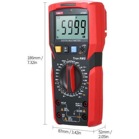Multimètre numérique,UT89X Mini compteur universel portatif de haute précision 6000 points Écran LCD True RMS Mesure de la tension AC/DC Résistance du courant Capacité Fréquence