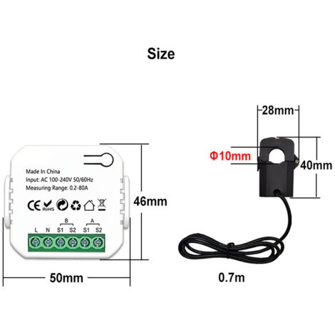 Compteur d'énergie intelligent Tuya ZigBee Système PV solaire Production d'énergie Consommation Compteur de surveillance bidirectionnel Contrôle d'application mobile Moniteur de puissance avec CT