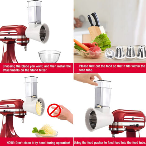 Accessoires pour trancheuse/déchiqueteuse pour batteurs sur socle KitchenAid, trancheuses, râpe à fromage, accessoire pour machine à salade, hachoir à légumes avec 3 lames, lavable