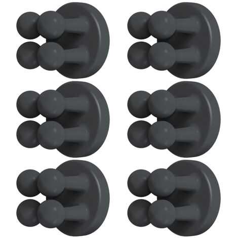 HAZMA - Porte-brosses à Dents Muraux En Silicone Avec Ventouses - 6 Pièces (Noir, Blanc, Gris) - Idéal Pour Salle De Bain & Cuisine