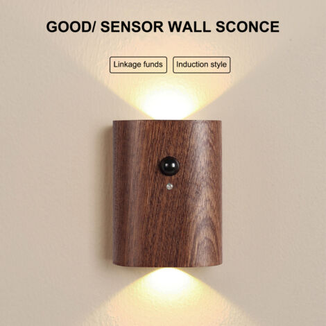 Applique murale d'intérieur à détecteur de mouvement, double tête LED rechargeable, veilleuse, éclairage de couloir, installation magnétique, chargement de type C