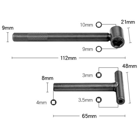 Jeu De 2 Clés En T Pour Réglage Soupapes Moto - Hexagonales Et Carrées (3/3.5/4/9/10 Mm), Outil Mécanique