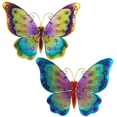Signes Grimalt Muro Adorno Garden  Ornamento della parete farfalla 2 unità Giardino multicolore 2x42x34cm 12776