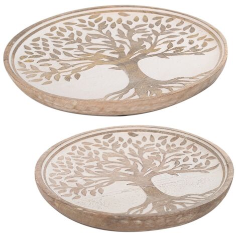 Signes Grimalt Decorazione decorazione vassoio Piatti dell'albero della vita 2u vassoi marroni 25x25x3cm 28524 (1/3)