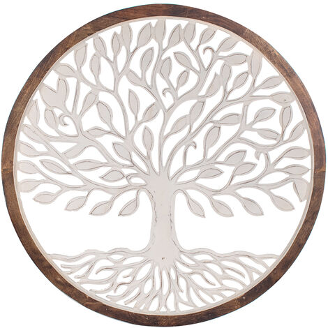 Signes Grimalt Tavolo da muro adorno  Adorno Life Tree White Legno Piatti 4x96x96cm 28488