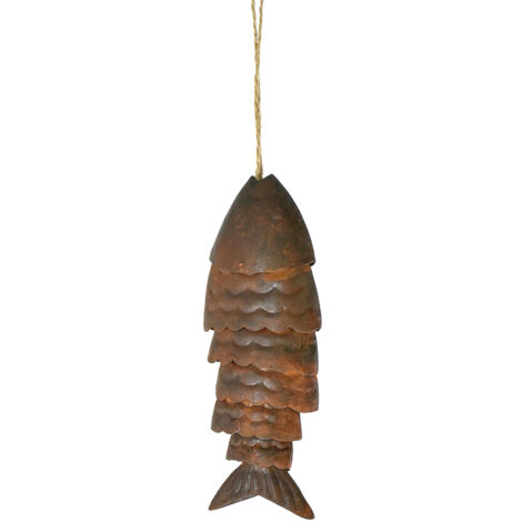 Porta Candela con Pesci |Marrone Naturale|22 cm