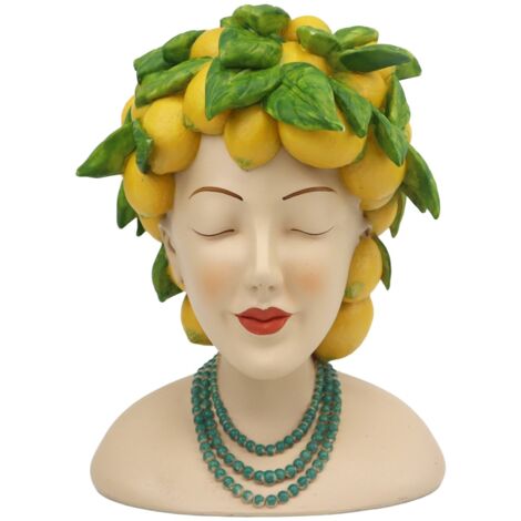 Fioriera decorativa con testa di donna per giardino e terrazza