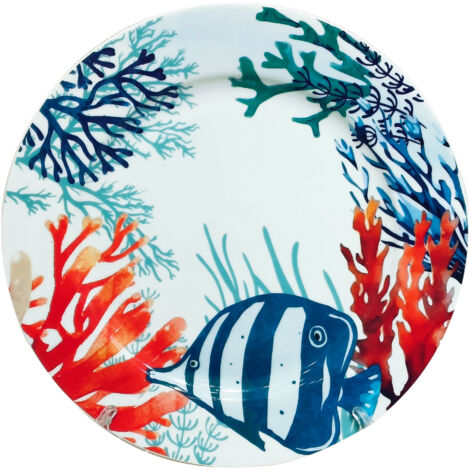 Piatto Piano in Porcellana con Disegno Pesce in Confezione Regalo Ideale per la Decorazione e l'Uso Quotidiano in Cucina (1/5)