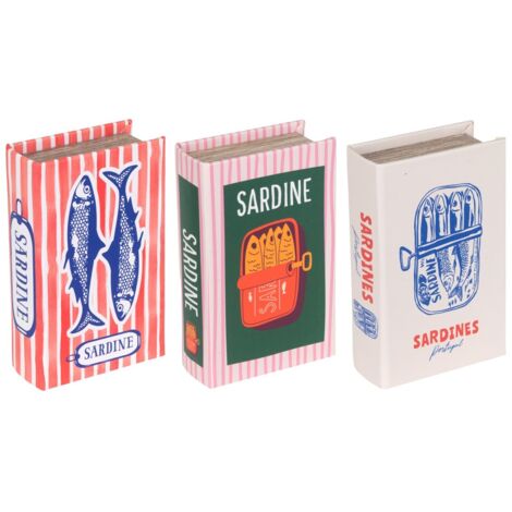 Set di 3 scatole portaoggetti decorative con design nautico, per