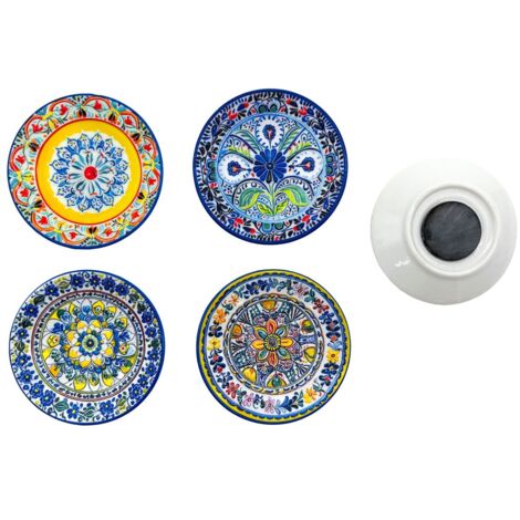 Magnete decorativo idraulico in ceramica multicolore, stile mediterraneo, 4 design unici, decorazione per casa e ufficio (1/4)