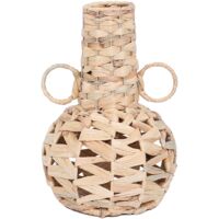 Vaso beige di palma e alghe marine, decorazione domestica naturale, vaso in stile Boho, accessorio decorativo