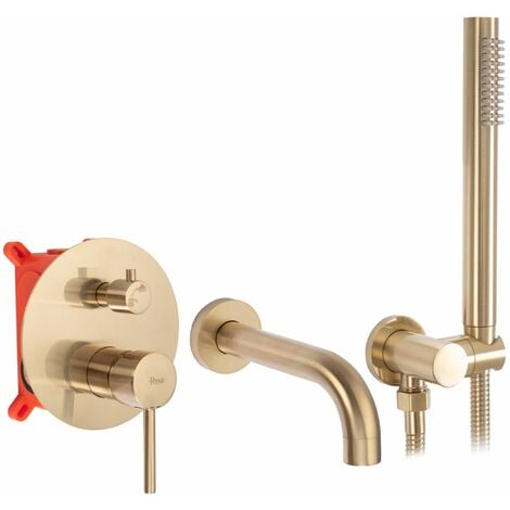 Wall Mounted Bath Faucet REA Lungo Gold Brush + Box