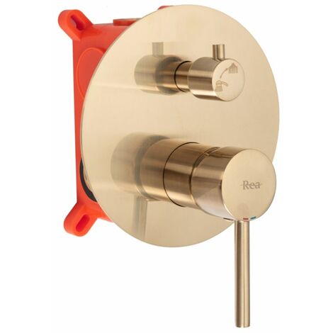 Wall Mounted Bath Faucet REA Lungo Gold Brush + Box