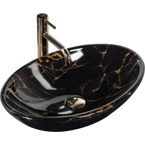 Countertop Basin REA PAMELA BLACK MARBLE SHINY