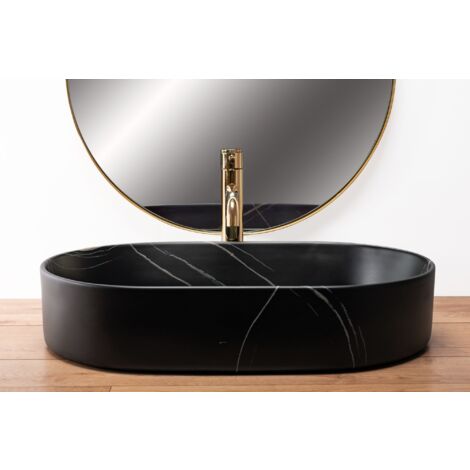 Countertop Basin REA NADIA 60 BLACK STONE MATT