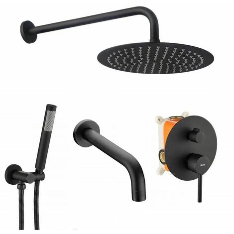 Concealed Shower Set with shower spout REA Lungo Black + Box