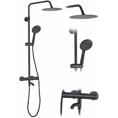 Thermostatic Shower Set Rea Lungo Black
