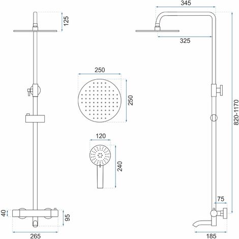 Thermostatic Shower Set Rea Lungo Black