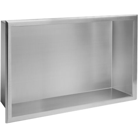 Built-in Stainless Steel Bathroom Shelf 30X45 Brushed Steel (1/5)