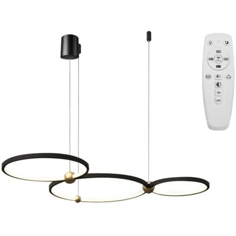Pendant LED Lamp TOOLIGHT APP752-30-40-50 Black Ring + remote control 3-light points 63x112x70cm