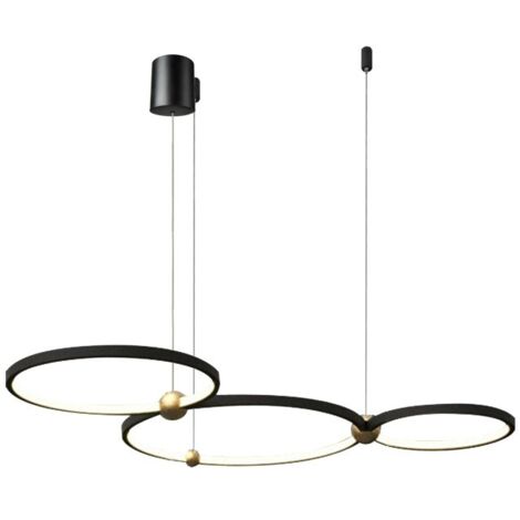 Pendant LED Lamp TOOLIGHT APP752-30-40-50 Black Ring + remote control 3-light points 63x112x70cm