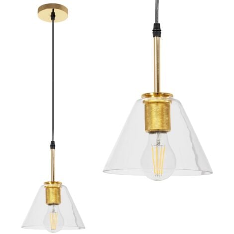 Pendant Lamp TOOLIGHT APP1179 Metal - Glass Gold E27 1-light point