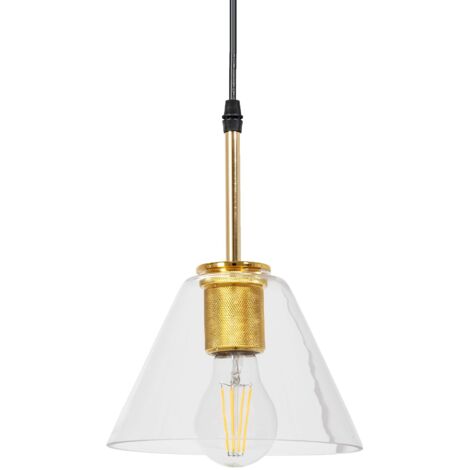 Pendant Lamp TOOLIGHT APP1179 Metal - Glass Gold E27 1-light point
