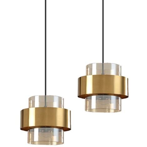 Pendant Lamp TOOLIGHT APP1236-1CP Gold Metal Glass E27 1-light point