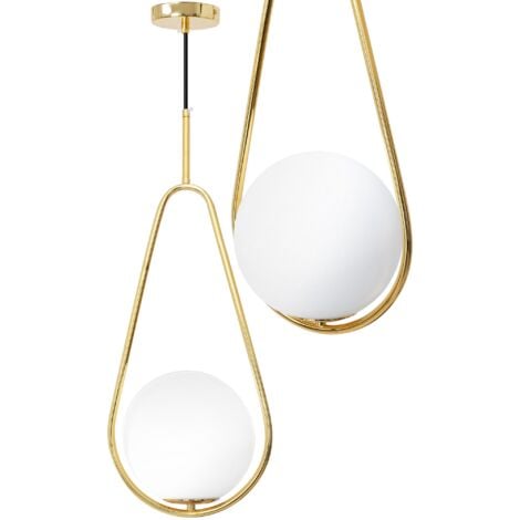 Pendant Lamp TOOLIGHT APP472-1CP Glass Ball White Gold 1-light point E27 33x33x51-121cm