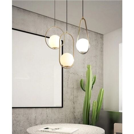 Pendant Lamp TOOLIGHT APP472-1CP Glass Ball White Gold 1-light point E27 33x33x51-121cm
