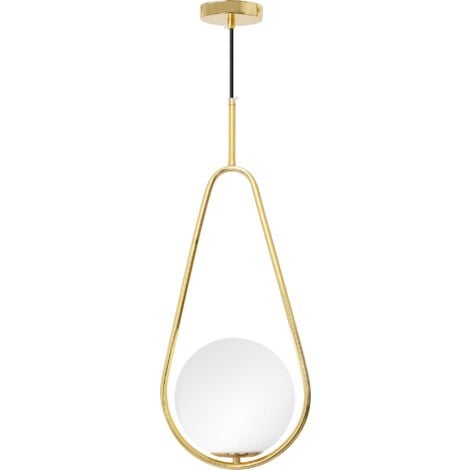 Pendant Lamp TOOLIGHT APP472-1CP Glass Ball White Gold 1-light point E27 33x33x51-121cm