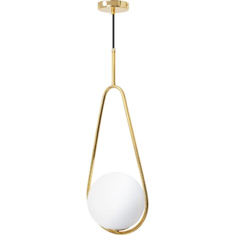 Pendant Lamp TOOLIGHT APP472-1CP Glass Ball White Gold 1-light point E27 33x33x51-121cm