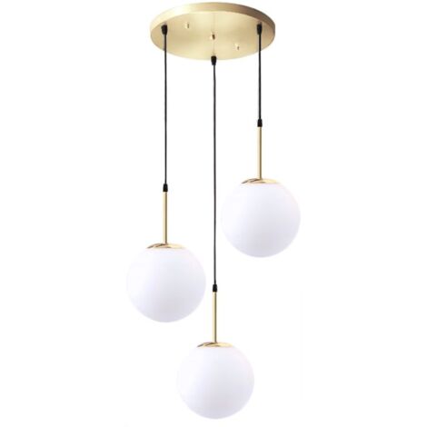 Pendant Lamp TOOLIGHT APP656-3CPR Glass Ball Gold 3-light points E27 20x48x40-130cm