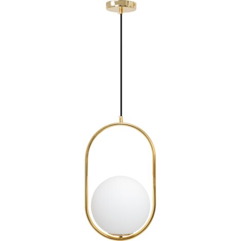Pendant Lamp TOOLIGHT APP473-1CP Glass Ball White Gold 1-light point E27 24,5x24,5x41-101cm