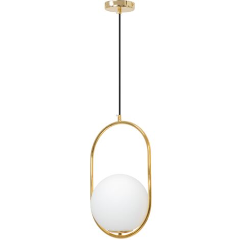 Pendant Lamp TOOLIGHT APP473-1CP Glass Ball White Gold 1-light point E27 24,5x24,5x41-101cm