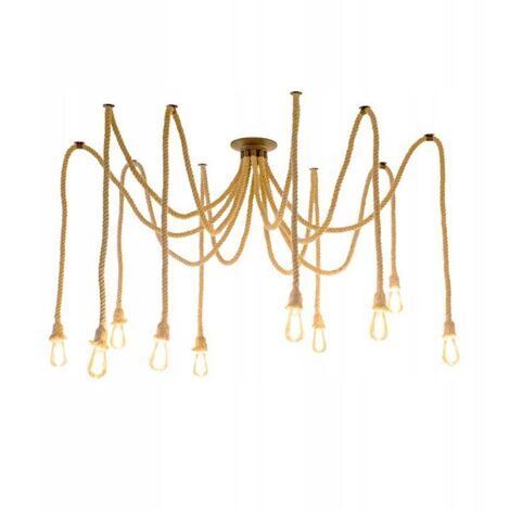 Pendant Lamp TOOLIGHT APP682-10CP Brown Rope SPIDER E27 10-light points (1/5)