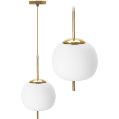 Pendant Lamp TOOLIGHT APP669-1CP Glass Ball White 20x37 cm Gold 1-light point E27