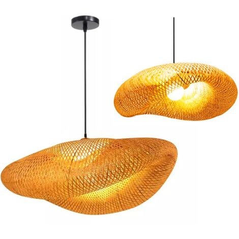 Pendant Lamp TOOLIGHT APP880-CP Black Brown Metal Bamboo E27 1-light point