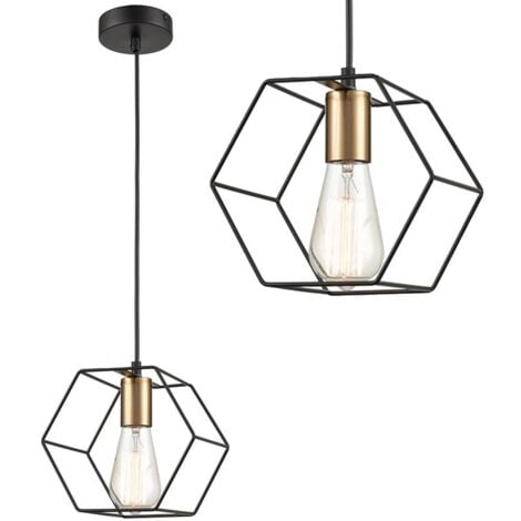 Pendant Lamp TOOLIGHT APP1131-1CP Black Gold Metal E27 1-light point