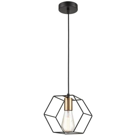 Pendant Lamp TOOLIGHT APP1131-1CP Black Gold Metal E27 1-light point