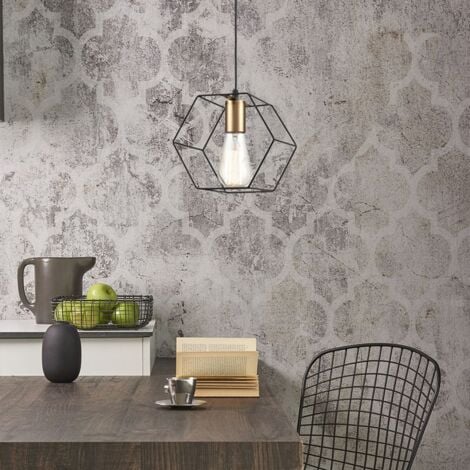 Pendant Lamp TOOLIGHT APP1131-1CP Black Gold Metal E27 1-light point