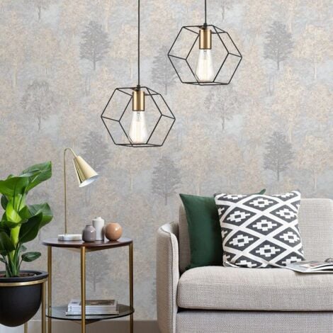 Pendant Lamp TOOLIGHT APP1131-1CP Black Gold Metal E27 1-light point