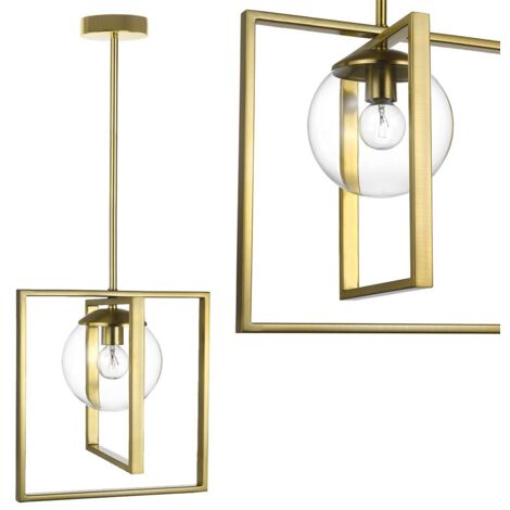 Pendant Lamp TOOLIGHT APP1215 SQUARES Metal - Glass Gold E27 1-light point
