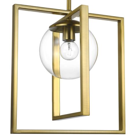 Pendant Lamp TOOLIGHT APP1215 SQUARES Metal - Glass Gold E27 1-light point